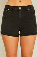Yira Black Mid Rise Denim Shorts
