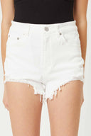 Jess White Ripped Denim Shorts