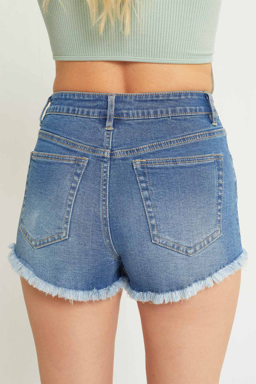 Ale Denim Distressed Hem Shorts back