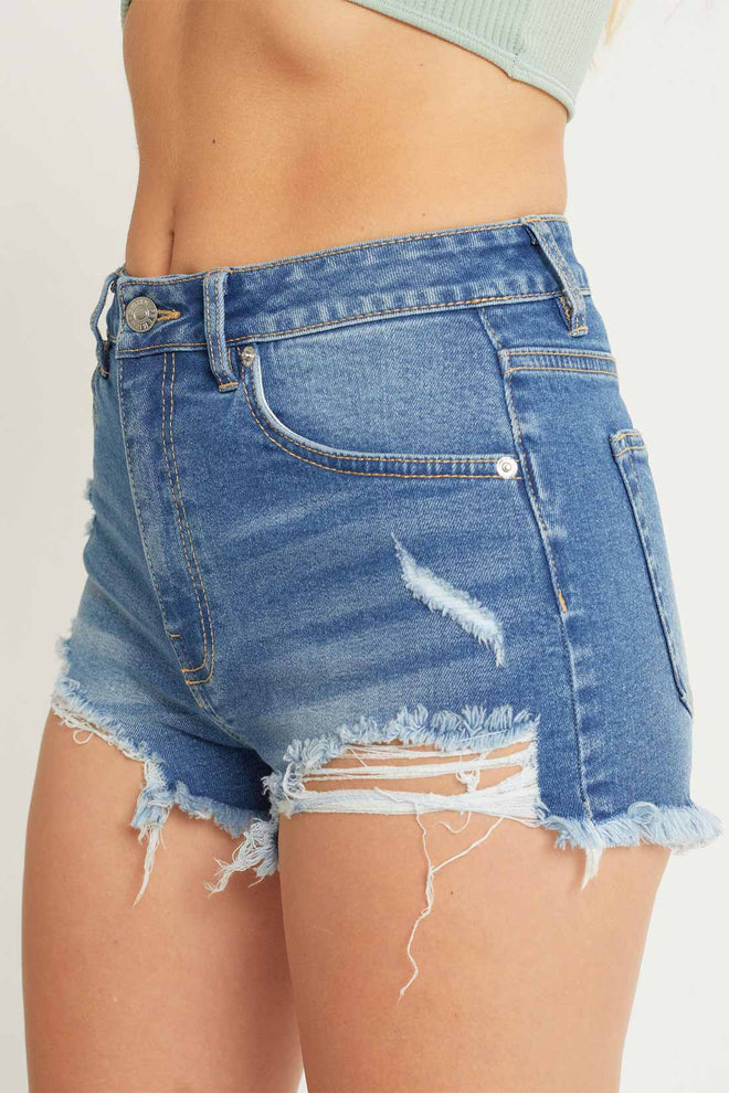 Ale Denim Distressed Hem Shorts side