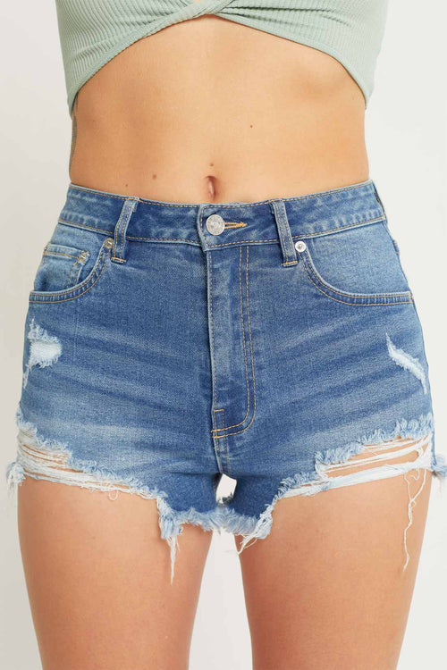 Ale Denim Distressed Hem Shorts