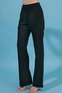 Kany Black Linen Cargo Pants side