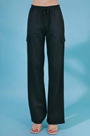 Kany Black Linen Cargo Pants