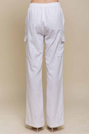 Kany White Linen Cargo Pants back