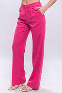 Diana Fuchsia Linen Pants side