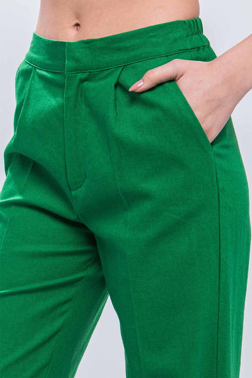 Diana Green Linen Pants detail