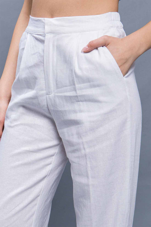 Diana White Linen Pants detail