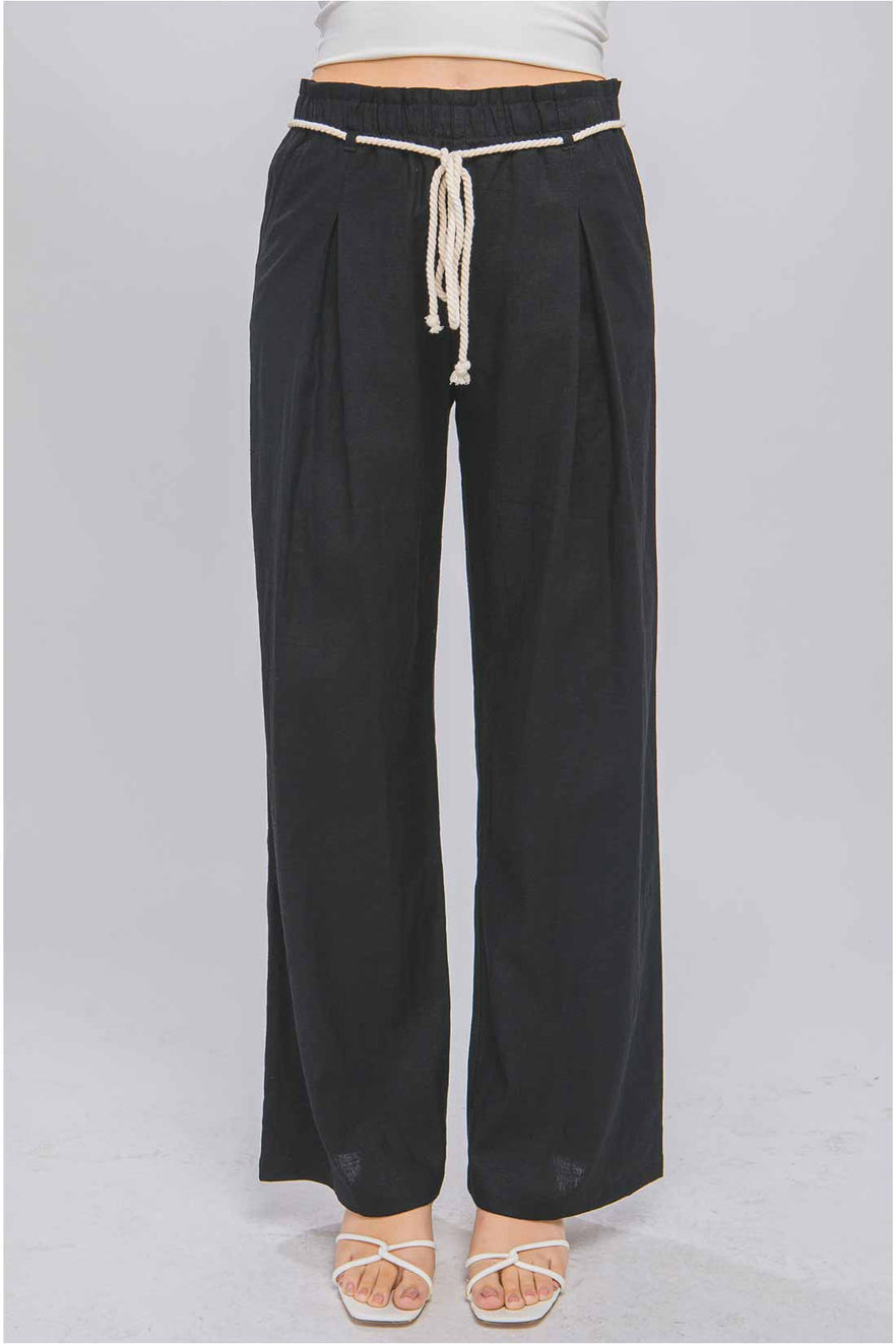 Noemi Black Linen Pants