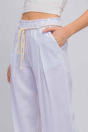 Noemi White Linen Pants detail