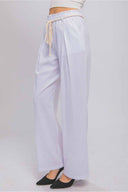 Noemi White Linen Pants side