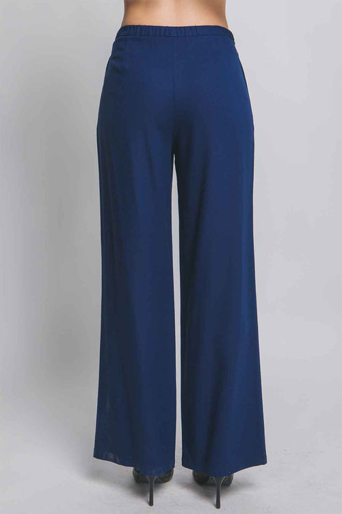 Navy Linen Pants Set back