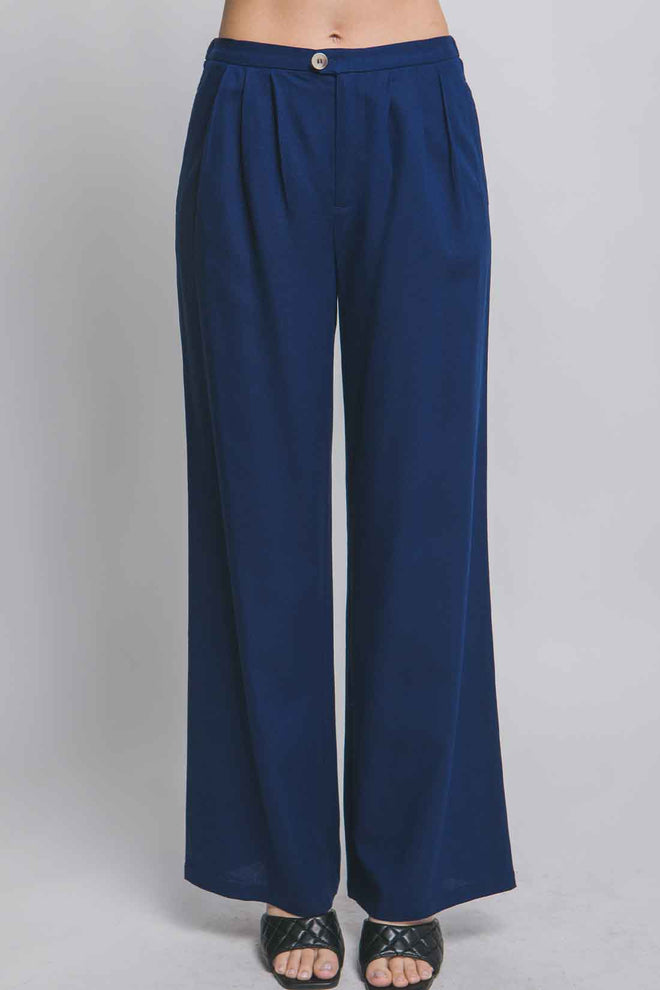 Navy Linen Pants Set 