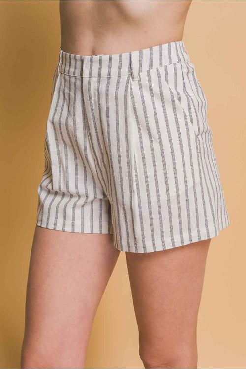 Natural Stripe Vest Shorts Set side