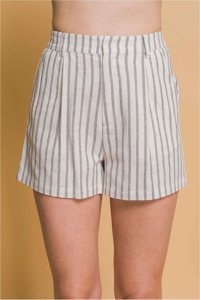 Natural Stripe Vest Shorts Set
