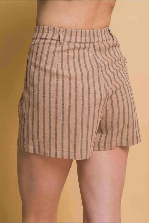 Taupe Stripe Vest Shorts Set back
