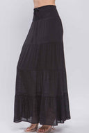 Jenny Black Smocked Maxi Skirt side