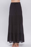 Jenny Black Smocked Maxi Skirt front