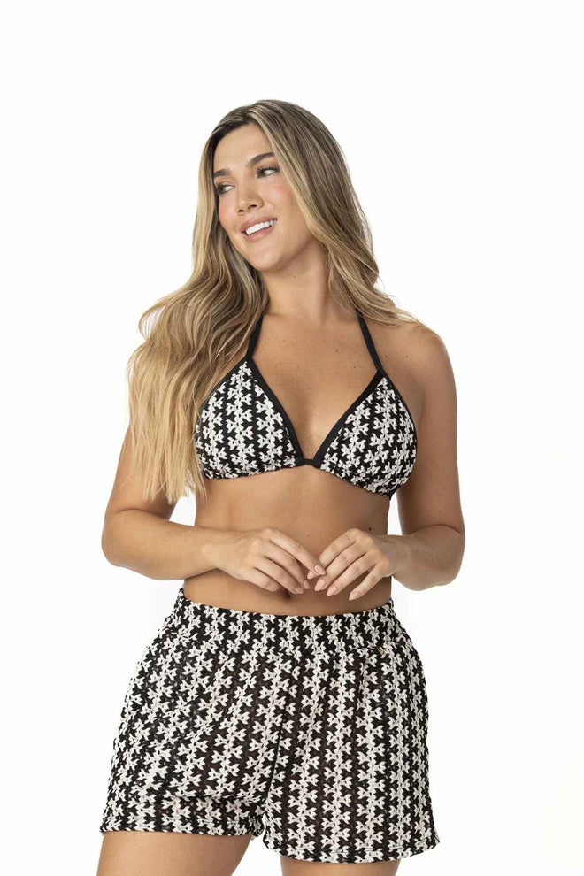 Garotas Inyra Black Zigzag Shorts front