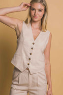 Khaki Vest Shorts Set