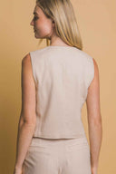 Khaki Vest Shorts Set back
