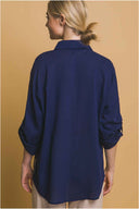 Navy Linen Pants Set back