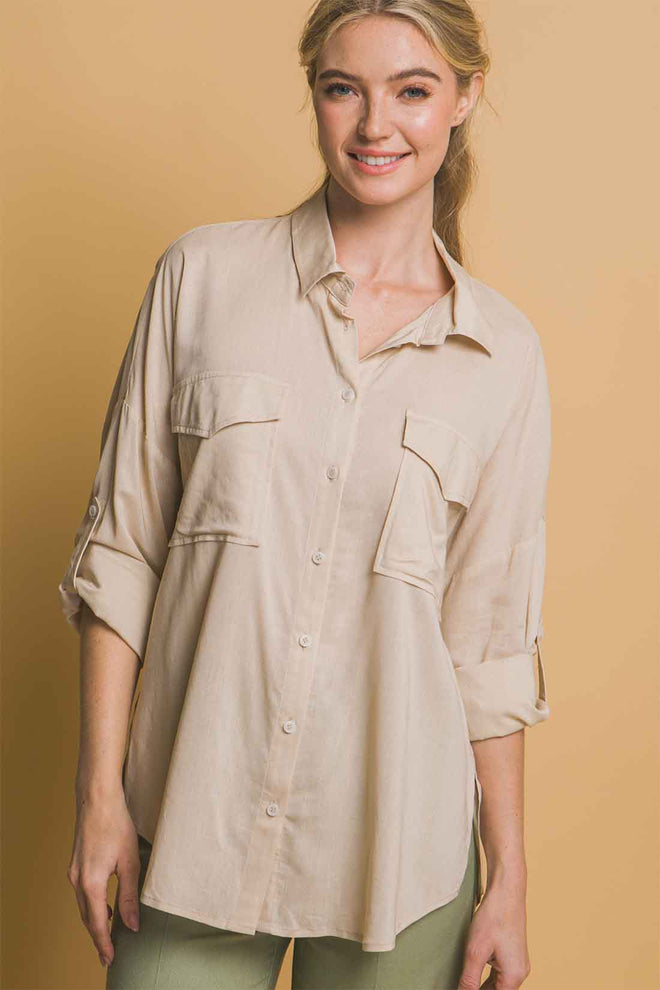 Khaki Linen Pants Set