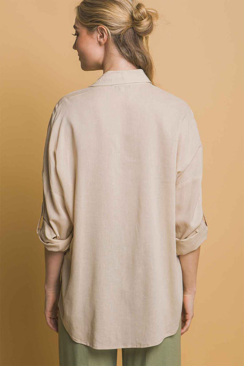 Khaki Linen Pants Set back