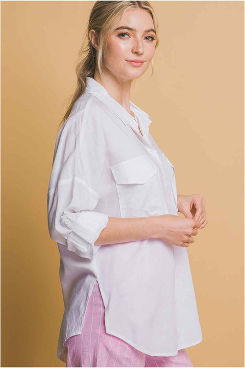 White Linen Pants Set side