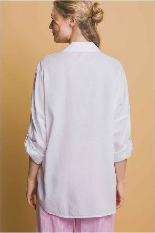 White Linen Pants Set back