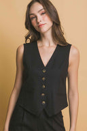 Black Vest Shorts Set