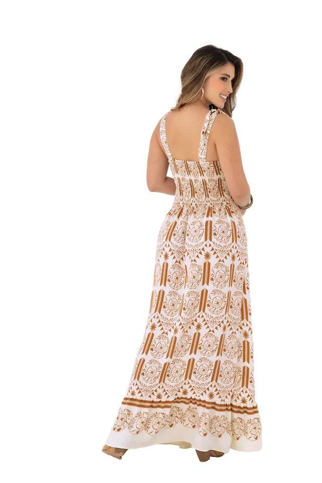 Brown Printed Maxi Dress back