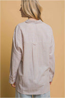 Khaki Stripe Linen Shorts Set back
