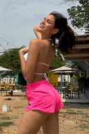 Hot Pink Printed Summer Shorts back