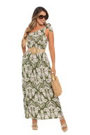 Green One Shoulder Maxi Dress