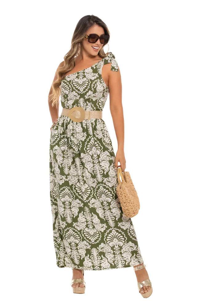 Green One Shoulder Maxi Dress