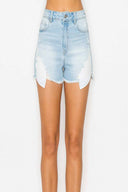 Carrie Light Denim High Waisted Shorts