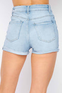Kiara Light Denim Mom Shorts back