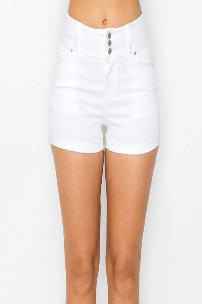 Bibi White Denim Waist Band Shorts