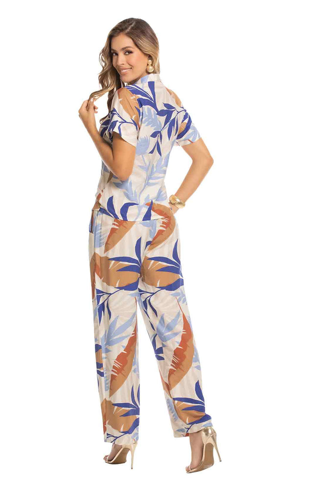 Leaf Printed Pants Set back