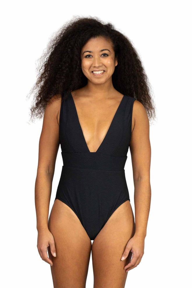 Black Plunge Neckline One Piece