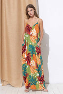 Olivia Green Tropical Print Maxi Dress