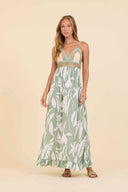 Sage Leaf Crochet Maxi Dress