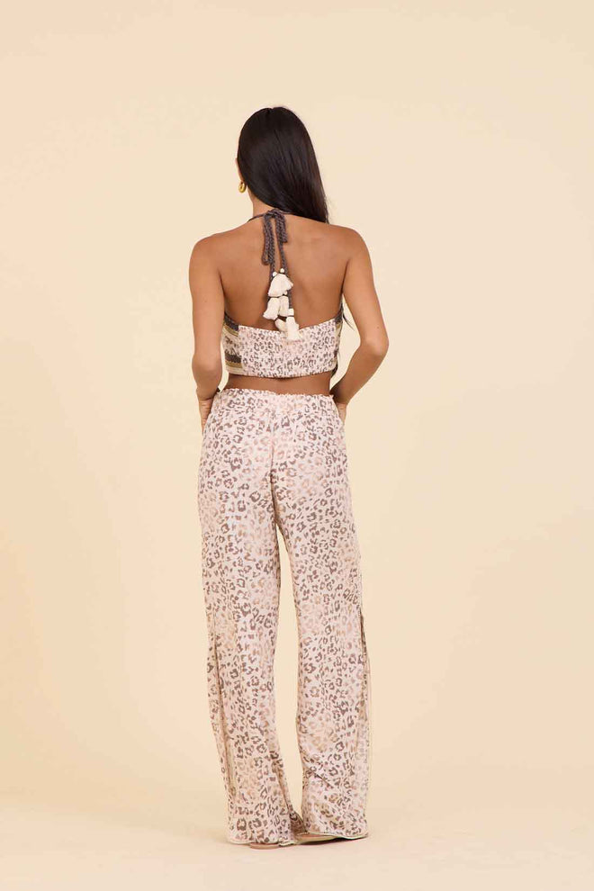 Leopard Crochet Pants Set back