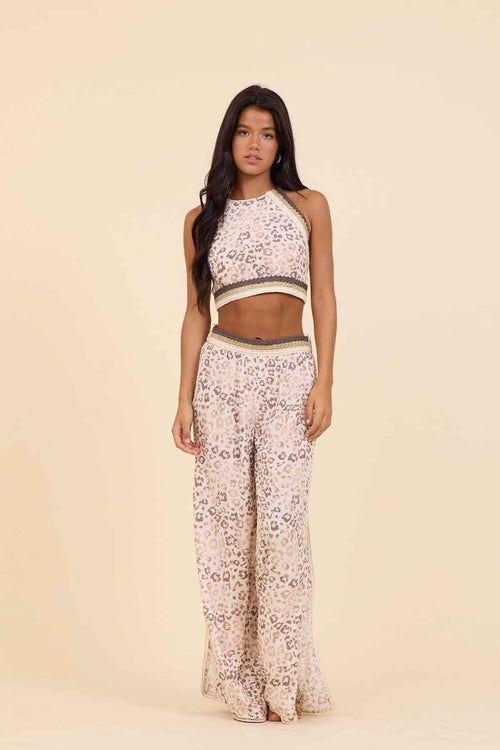 Leopard Crochet Pants Set