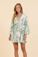 Sage Leaf Crochet Mini Dress