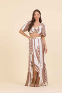 Neutral Abstract Maxi Skirt Set front