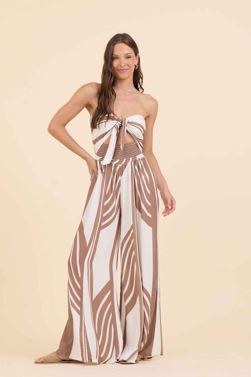 Neutral Abstract Jumpsuit front