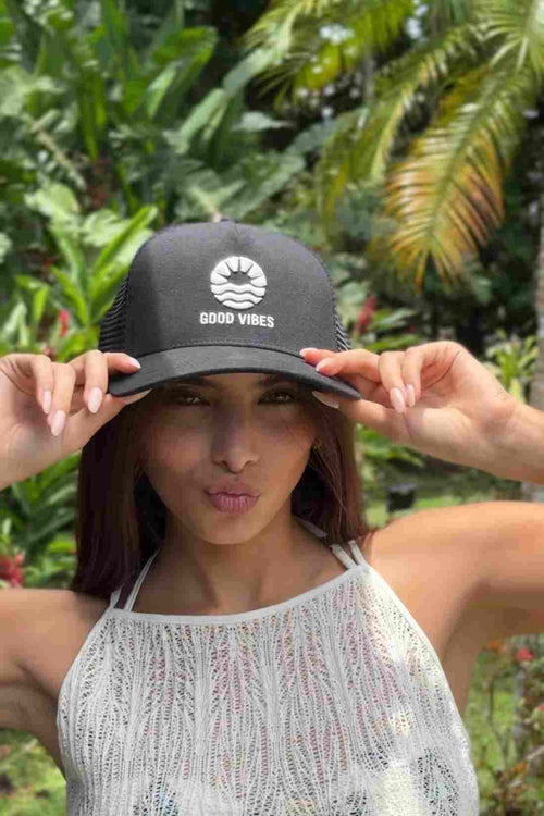 Black White Good Vibes Cap women