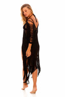 Milonga Black Fringes Tie Coverup back