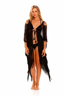 Milonga Black Fringes Tie Coverup
